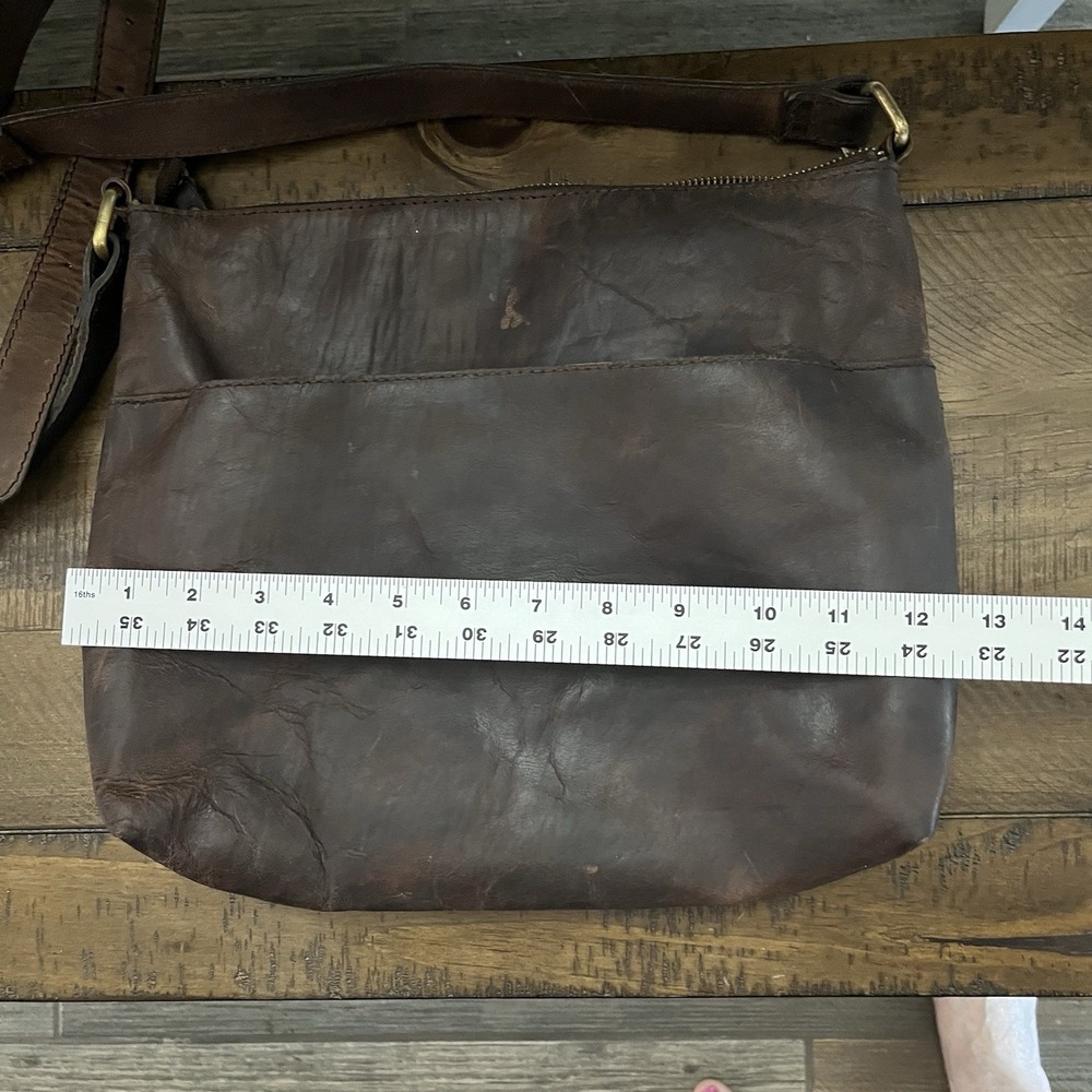 Handmade Crossbody Purse 100% Full‎ Grain Brown Leather Rustic - Picture 8 of 12
